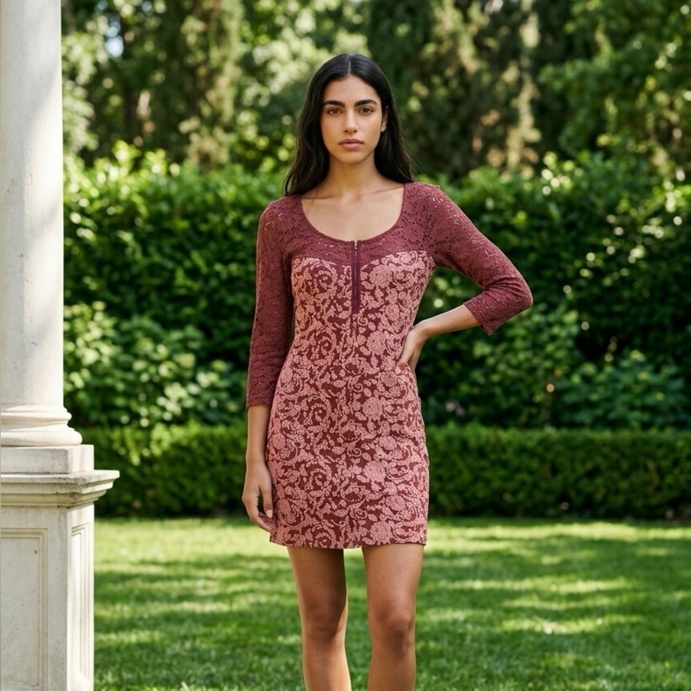 Free People Love You To Pieces dress is a floral, lace bodycon mini dress